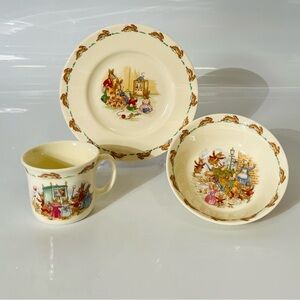 Vintage 1936 Royal Doulton Bunnykins Fine Bone China 3-Piece Nursery Set